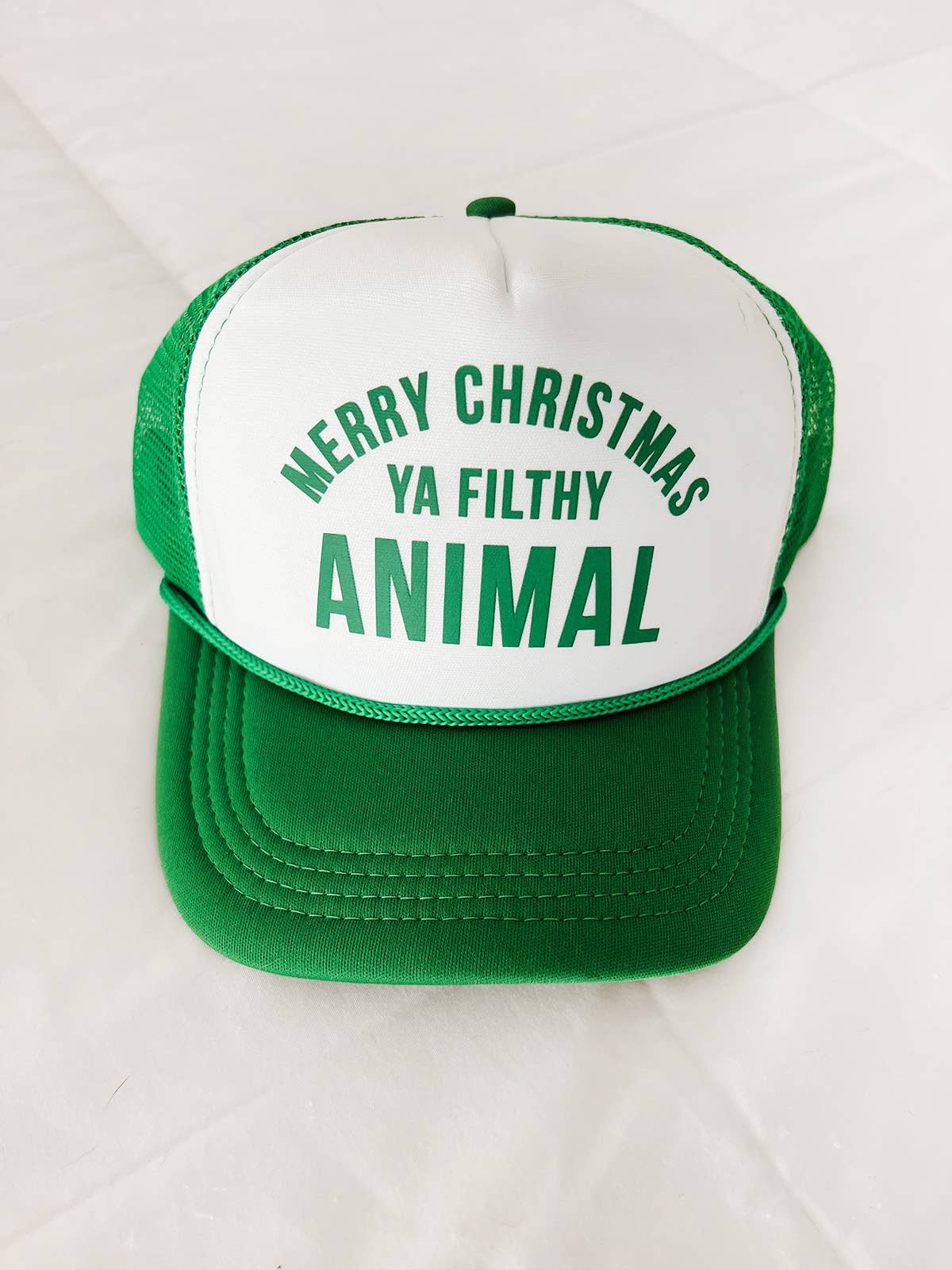Merry Christmas Ya Filthy Animal Trucker Hat - Green
