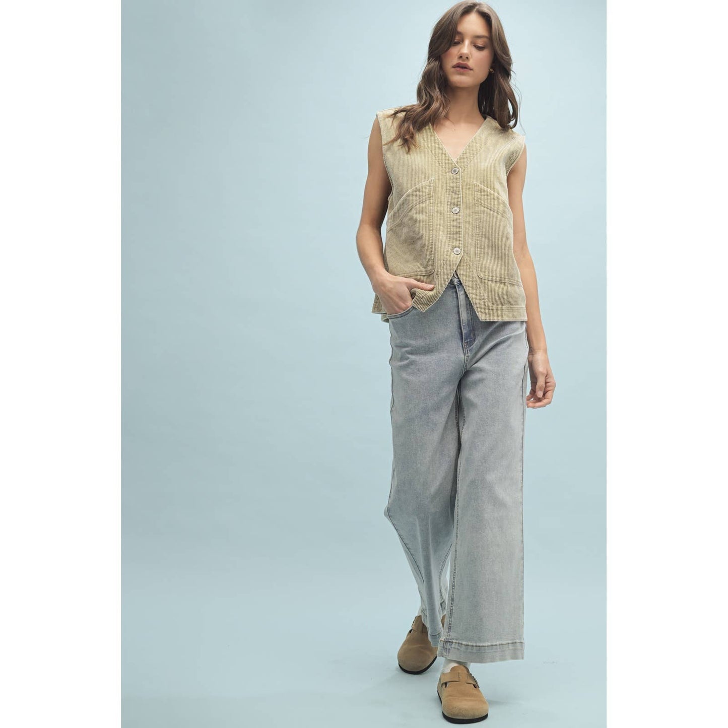Corduroy Button-Up Vest
