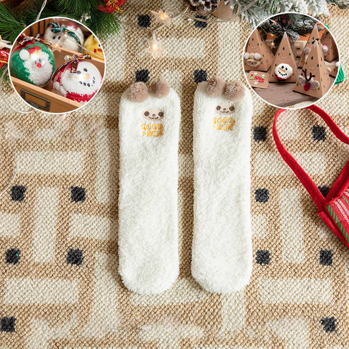 Fuzzy Christmas Socks in an Ornament