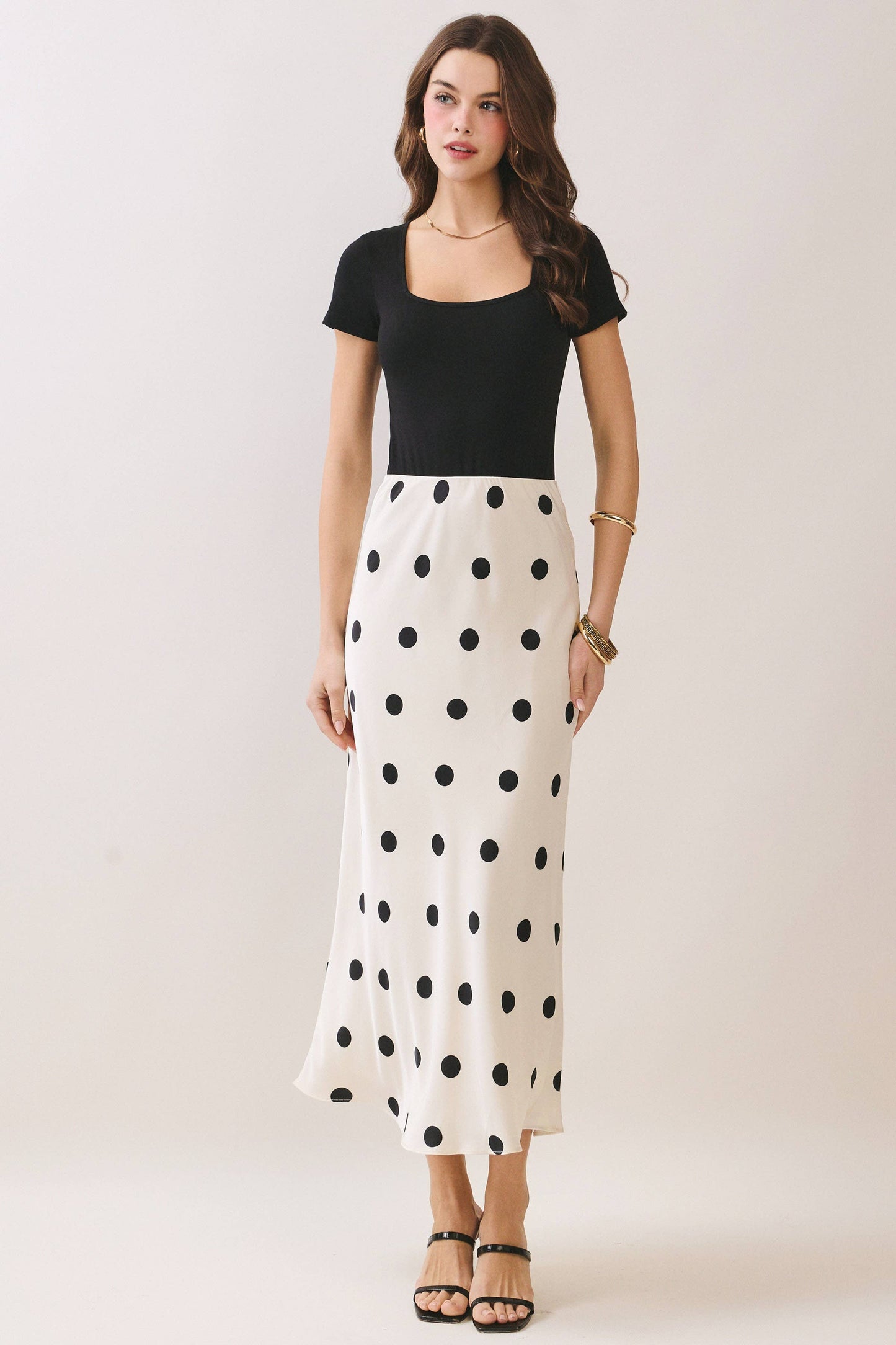 Polka Dot Print Maxi Skirt