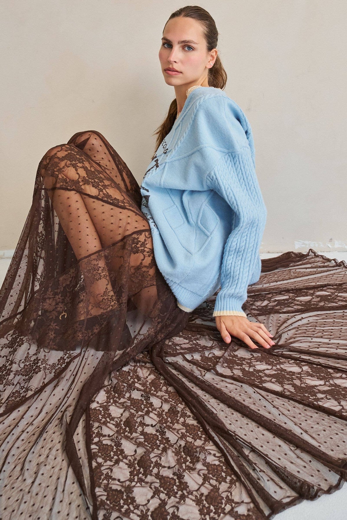Sheer Lace Maxi Skirt