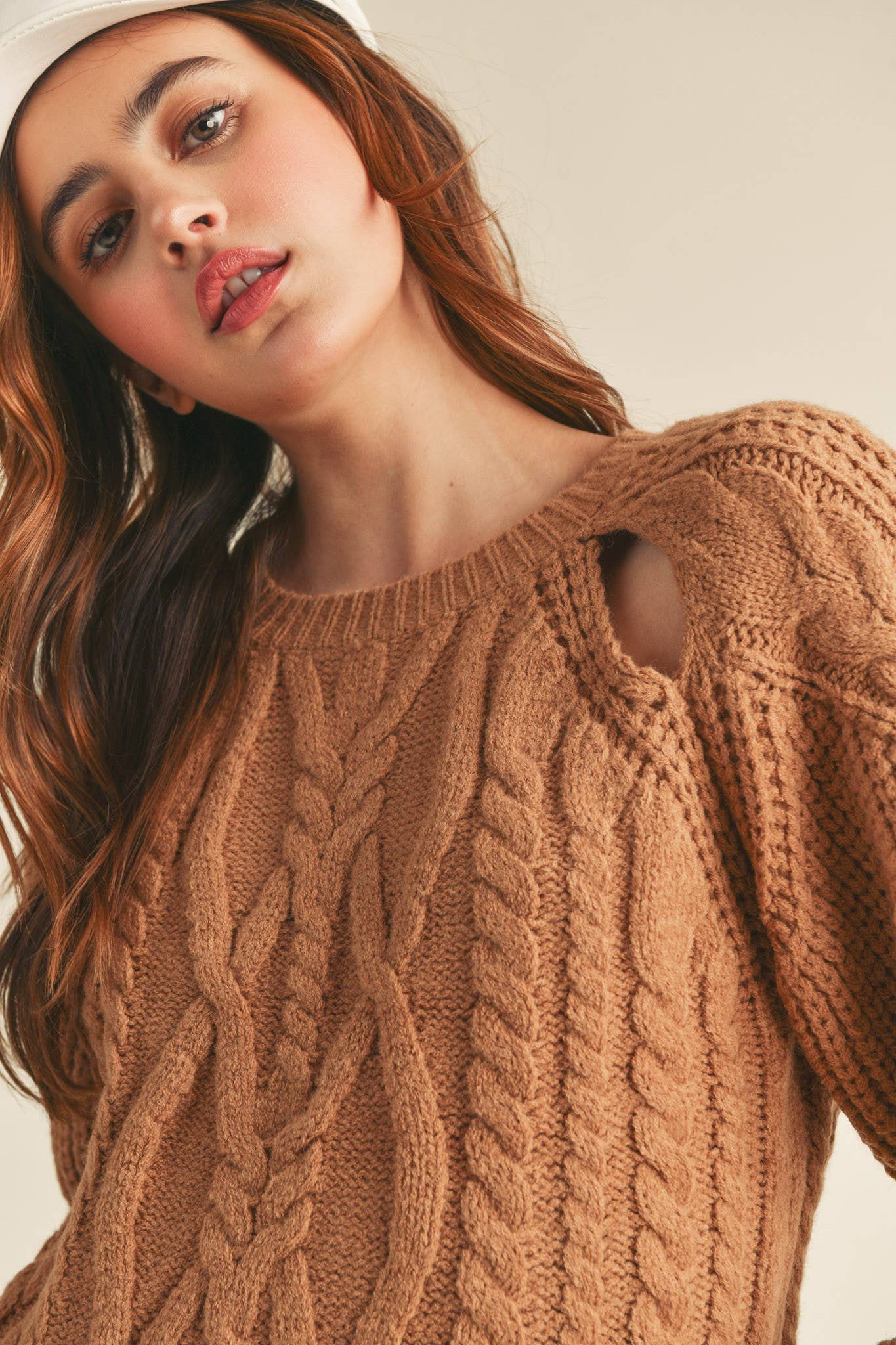 Cut Out Cable Knit Sweater