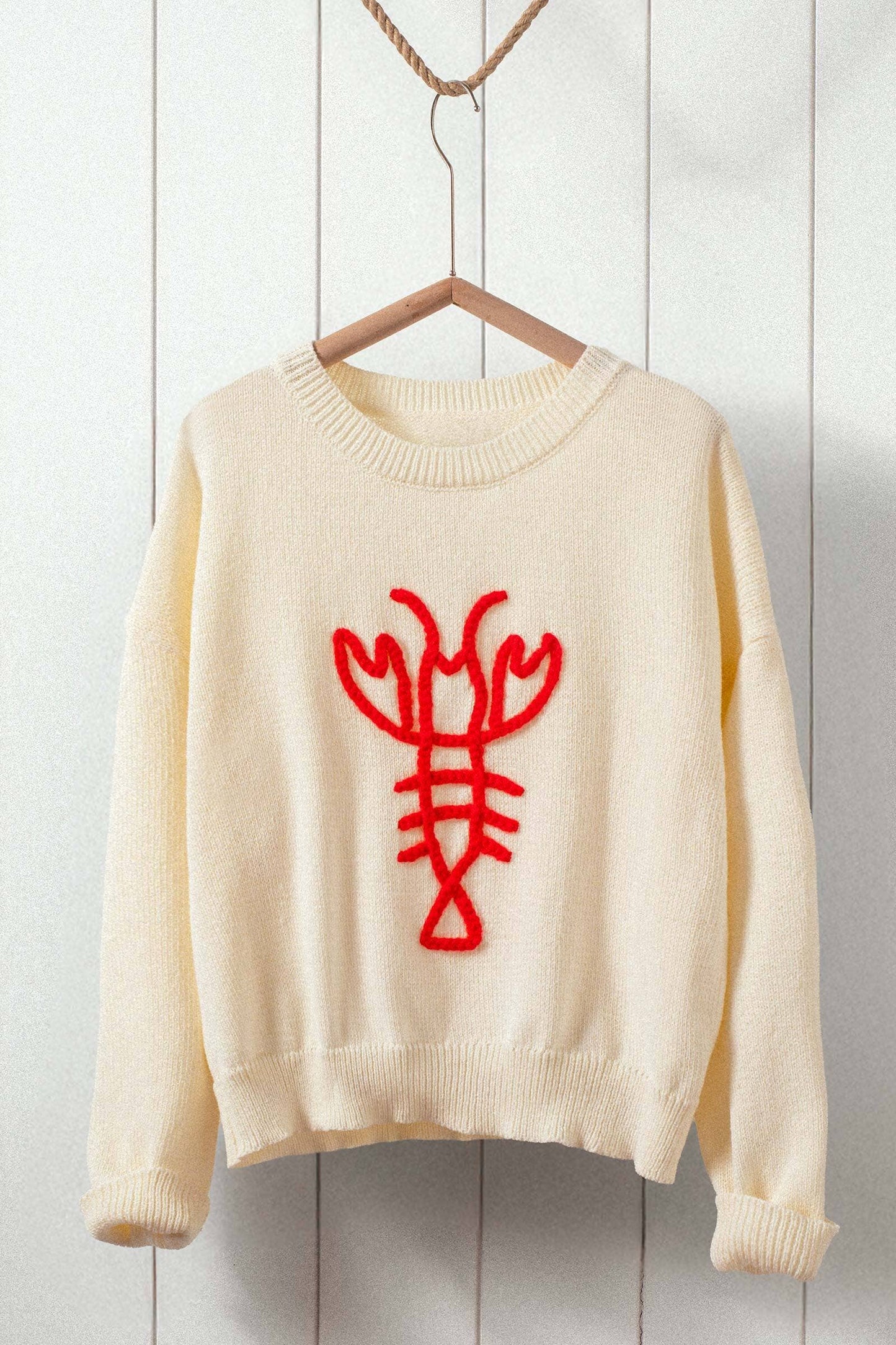 Lobster Embroidery Sweater