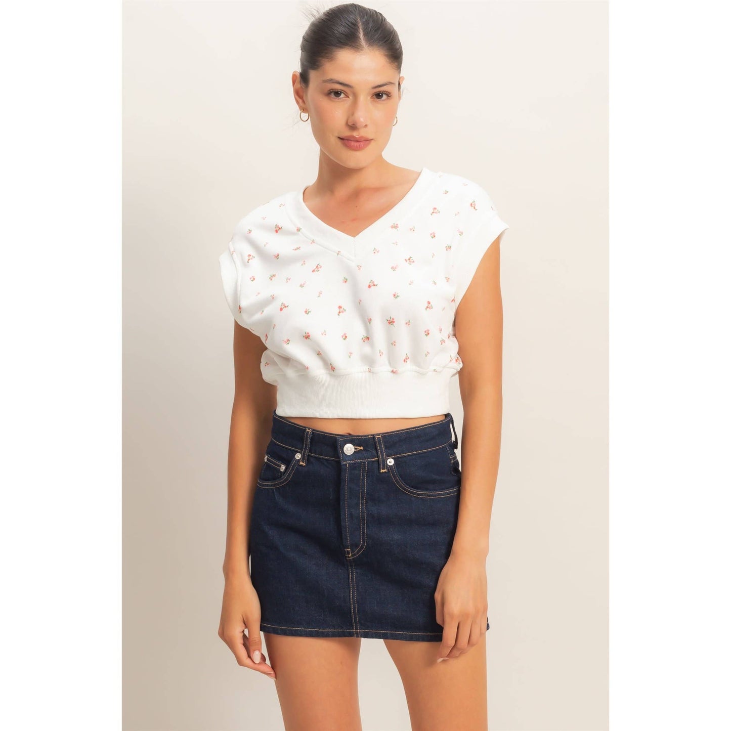 Floral V-Neck Crop Top