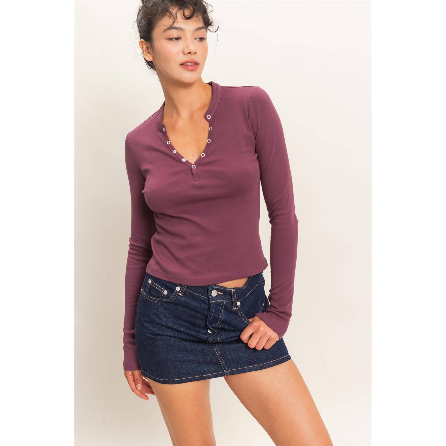 Long Sleeve Henley Top