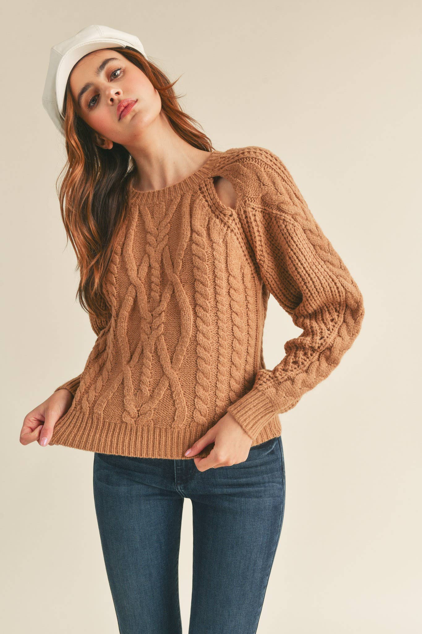 Cut Out Cable Knit Sweater