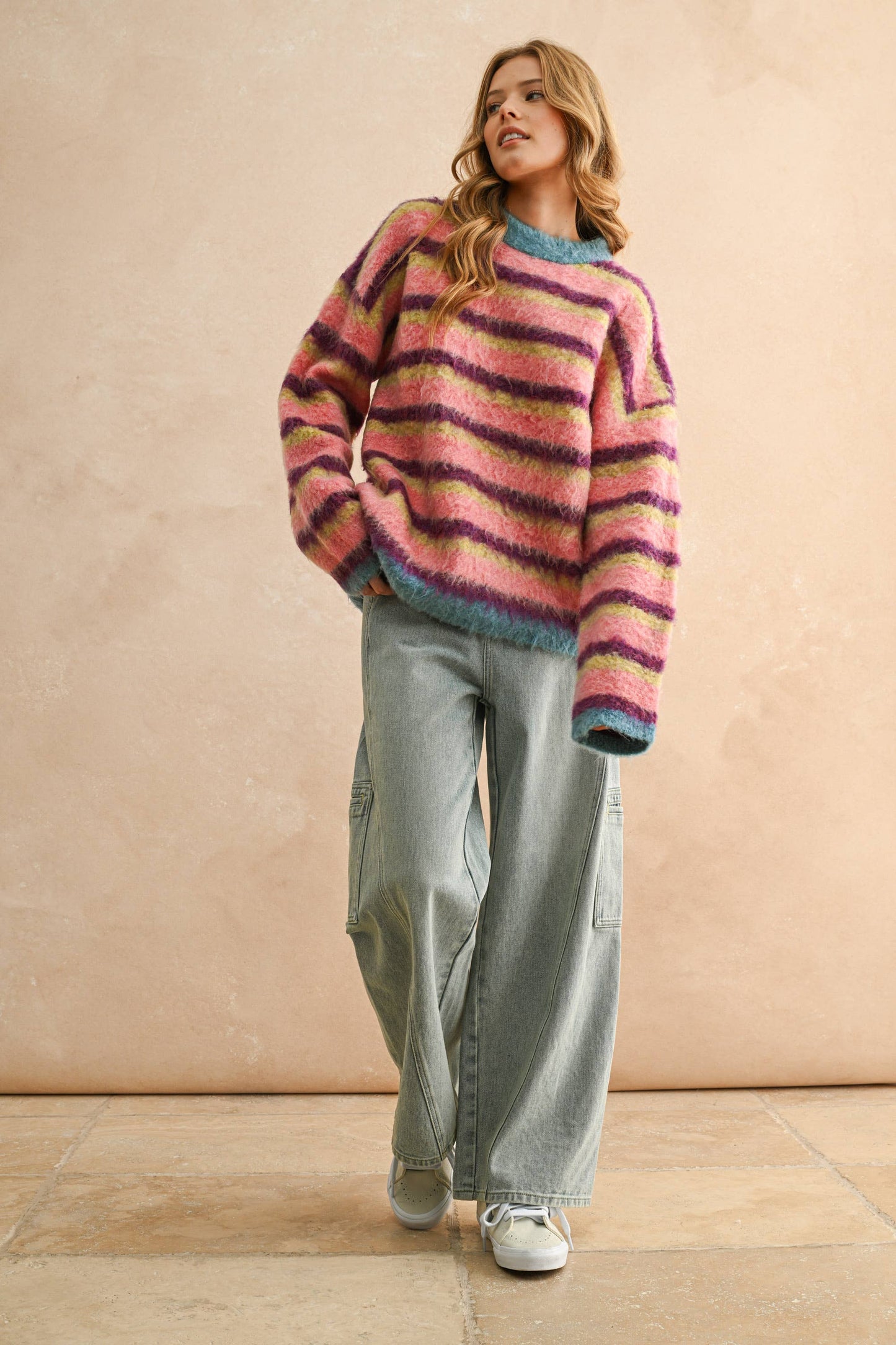 Multi Striped Brushed Sweater