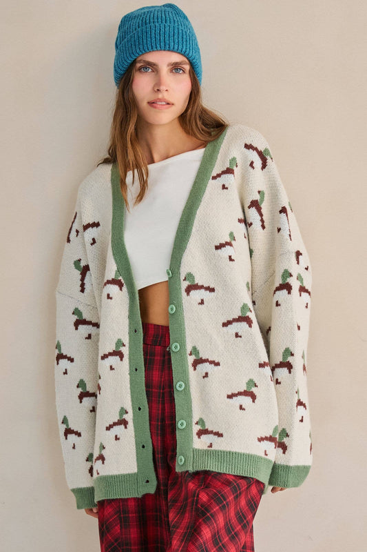 Playful Duck Knit Cardigan