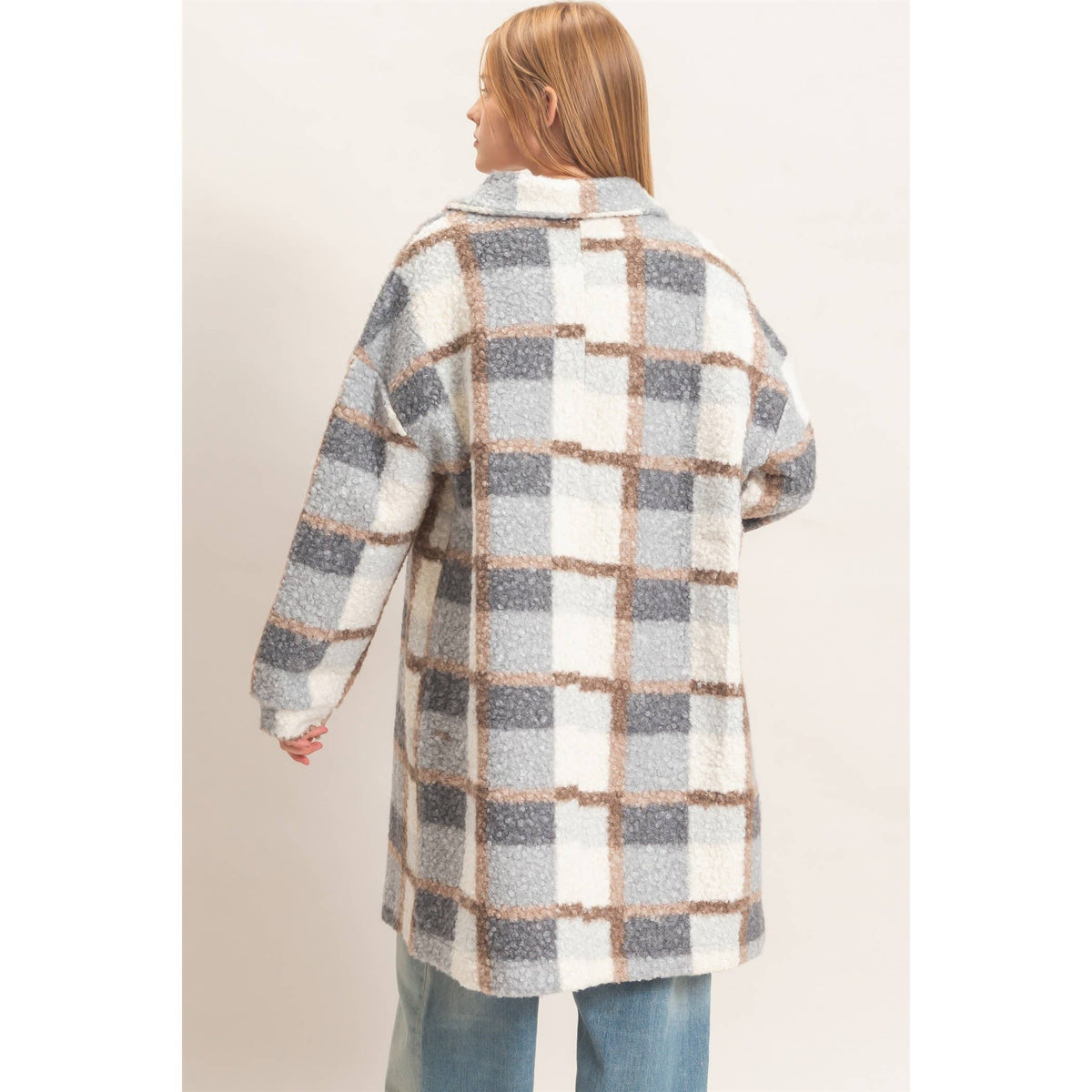 Plaid Teddy Longline Shacket