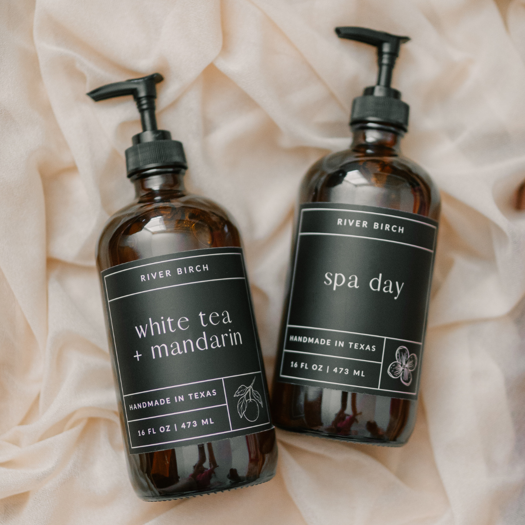 Spa Day  -16oz Amber Glass Soap-Handmade-Hand Wash