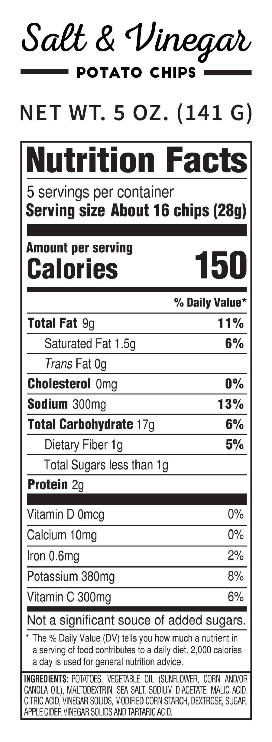 Kettle Cooked Potato Chips - 5oz - Salt & Vinegar