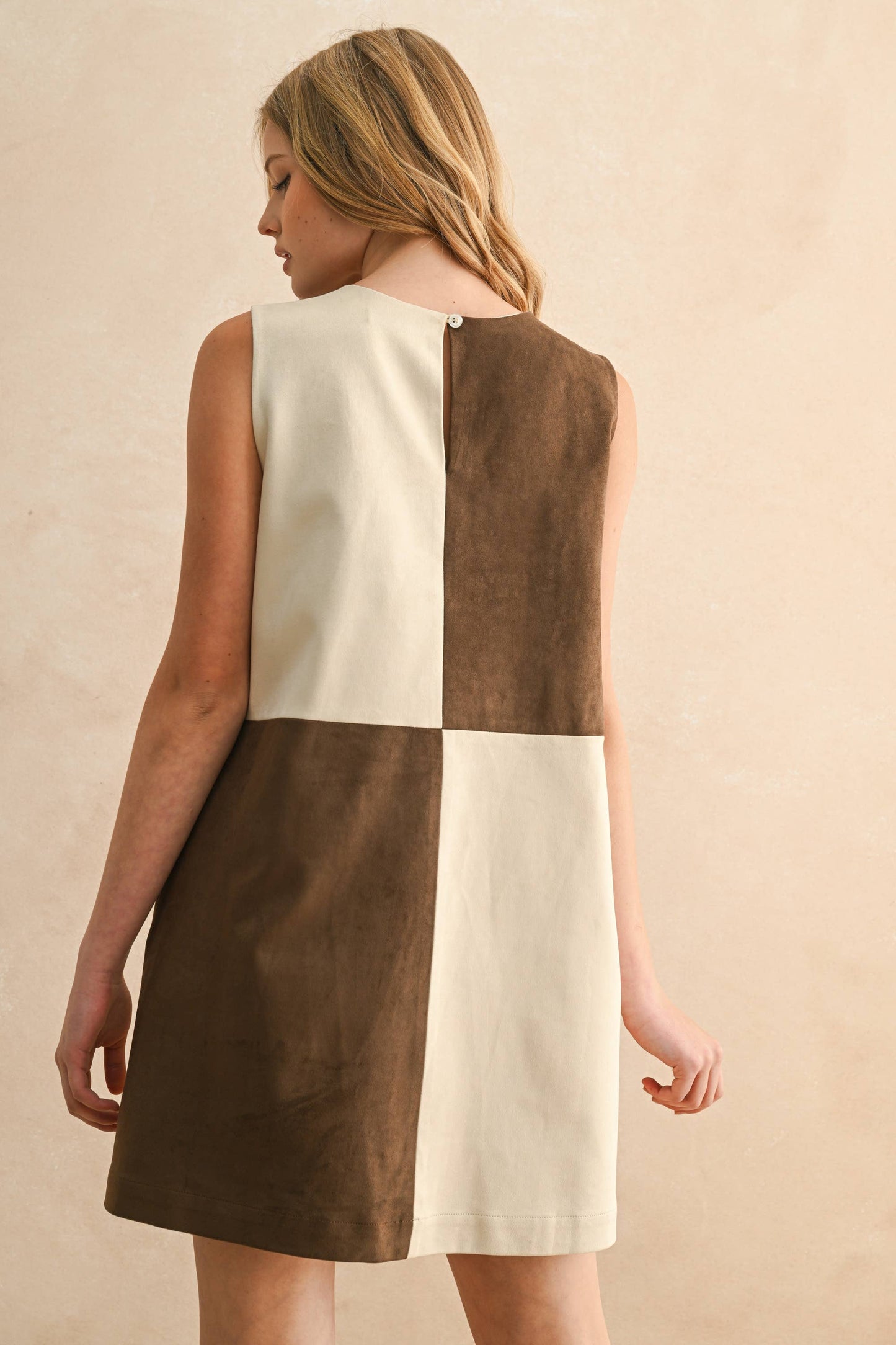 Suede Colorblock Shift Dress