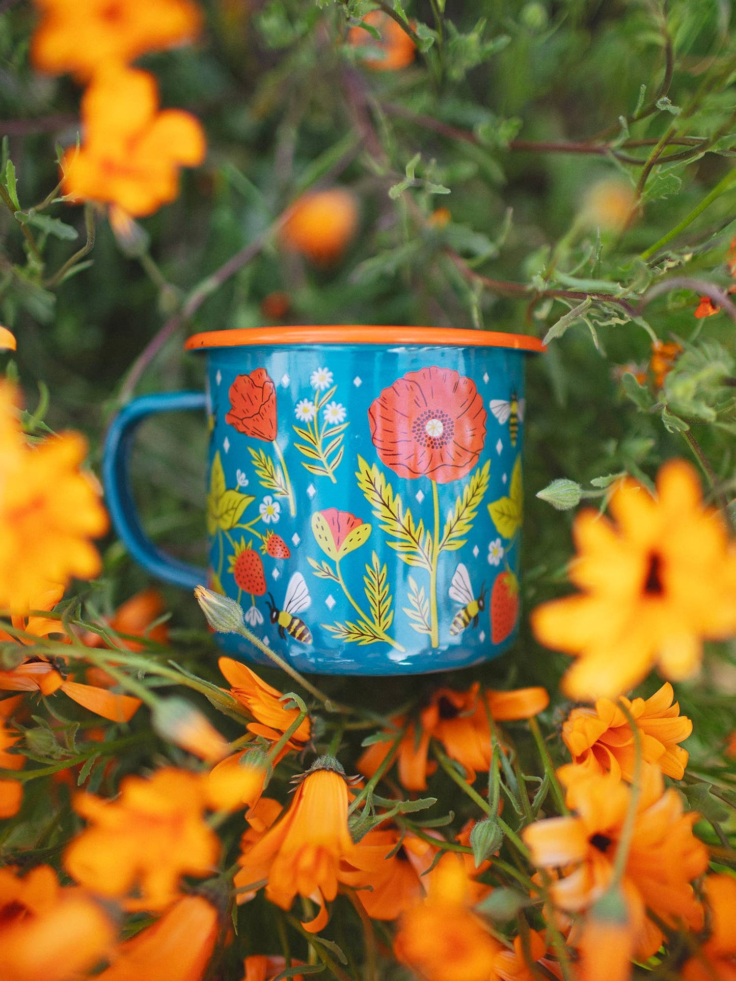 Enamel Poppies Coffee & Camp Mug