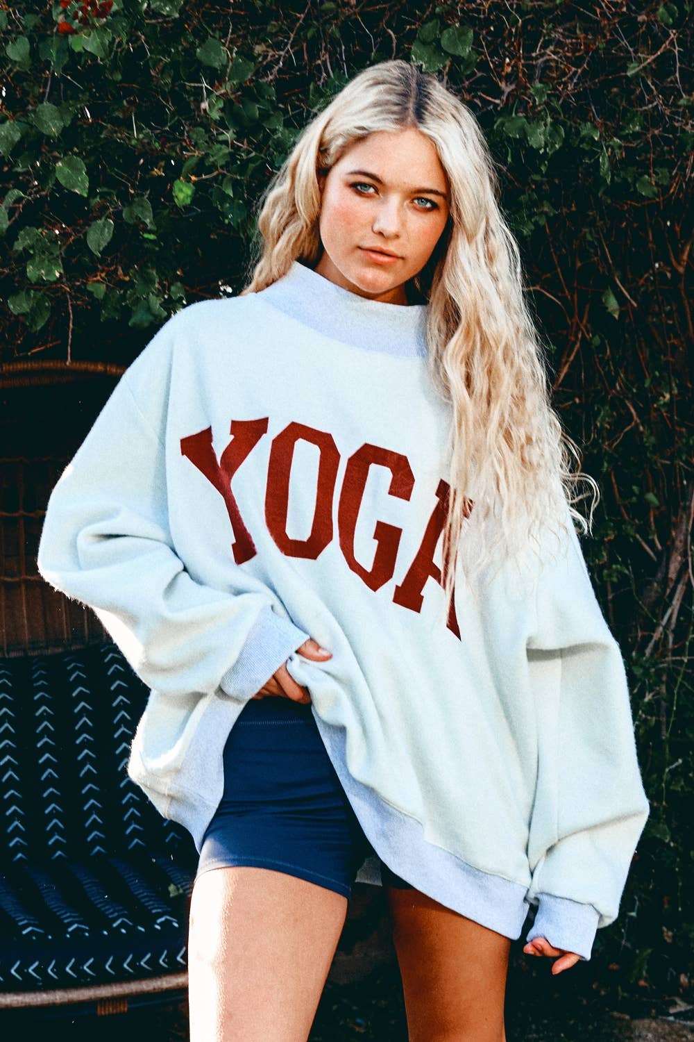 'PILATES & YOGA' Print Reversible Sweatshirt