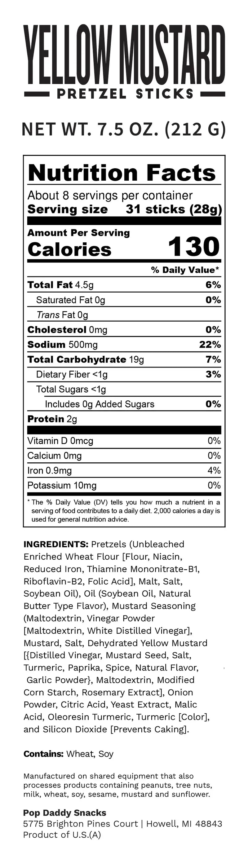 Seasoned Pretzels - 7.5oz - Yellow Mustard