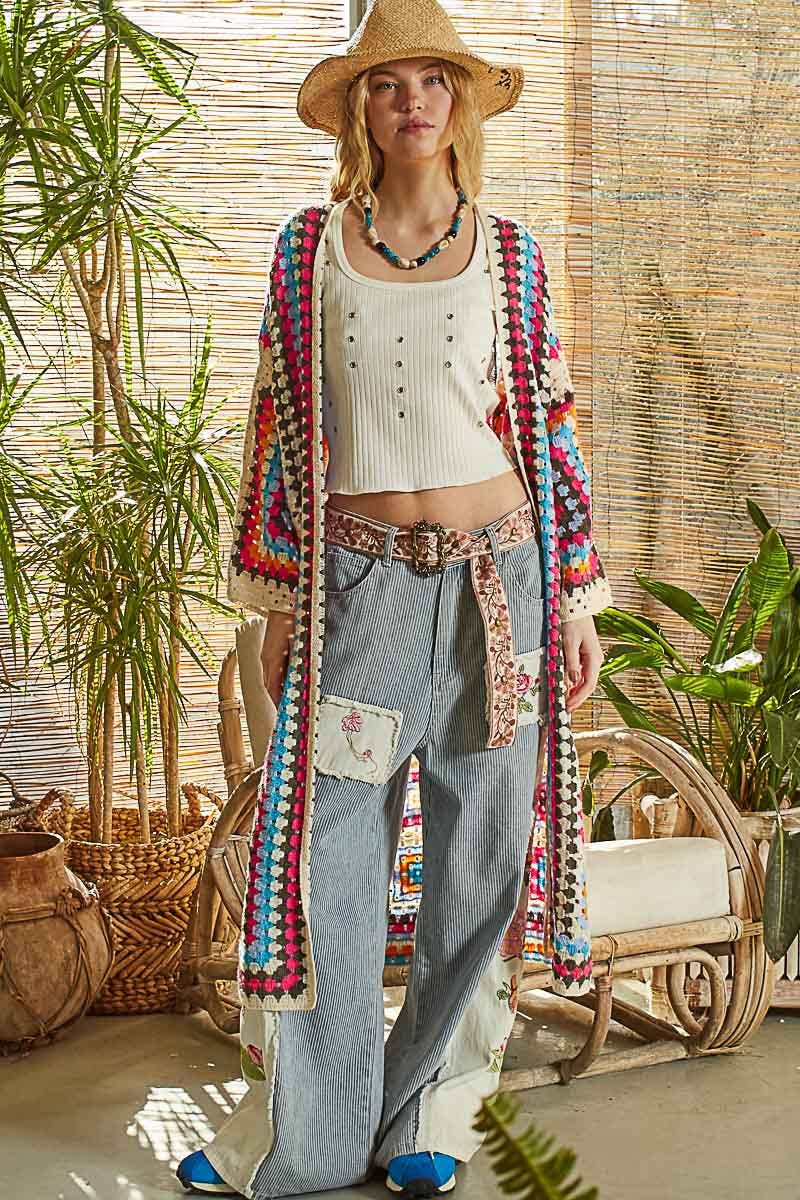 Long Sleeve Crochet Various Colors Cardigan
