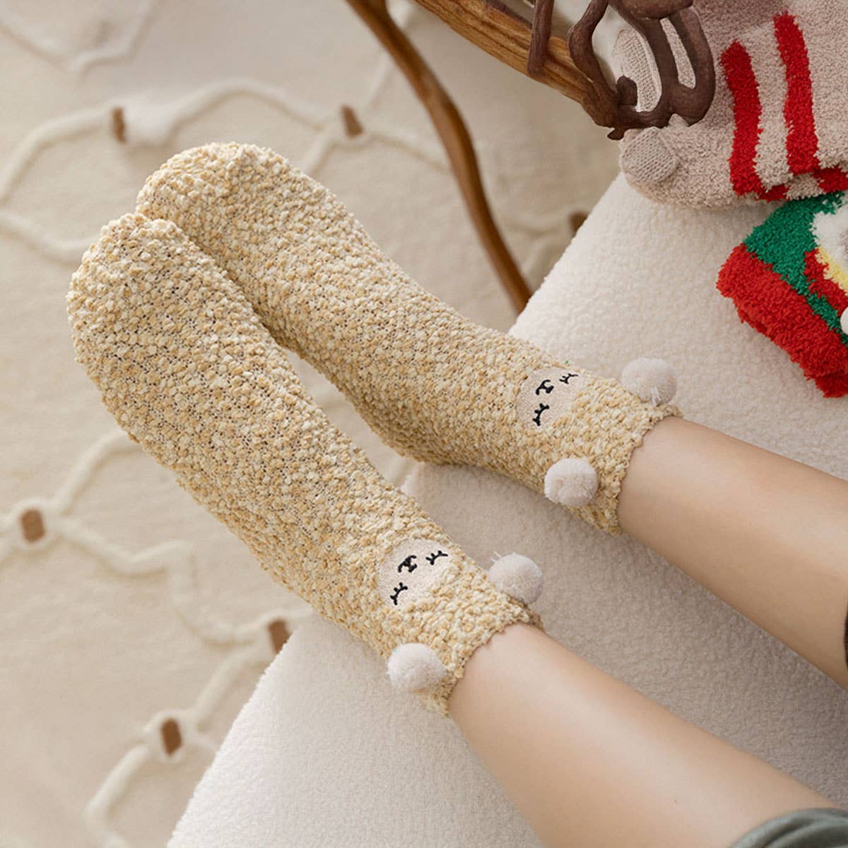 Fuzzy Christmas Socks in an Ornament