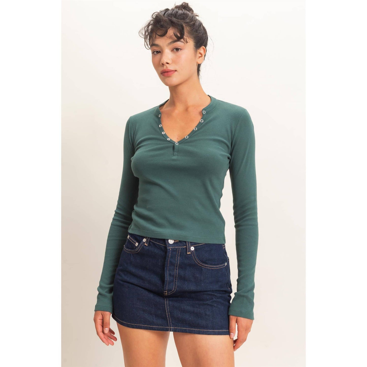 Long Sleeve Henley Top