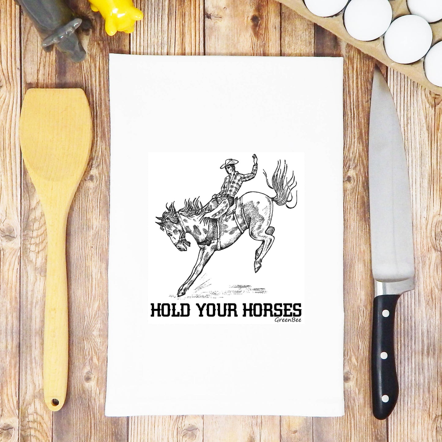 Hold Your Horses Funny Tea Towel