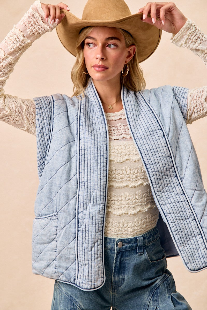 Qulited Chambray Vest