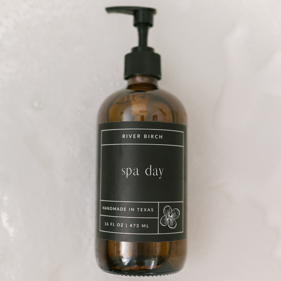 Spa Day  -16oz Amber Glass Soap-Handmade-Hand Wash