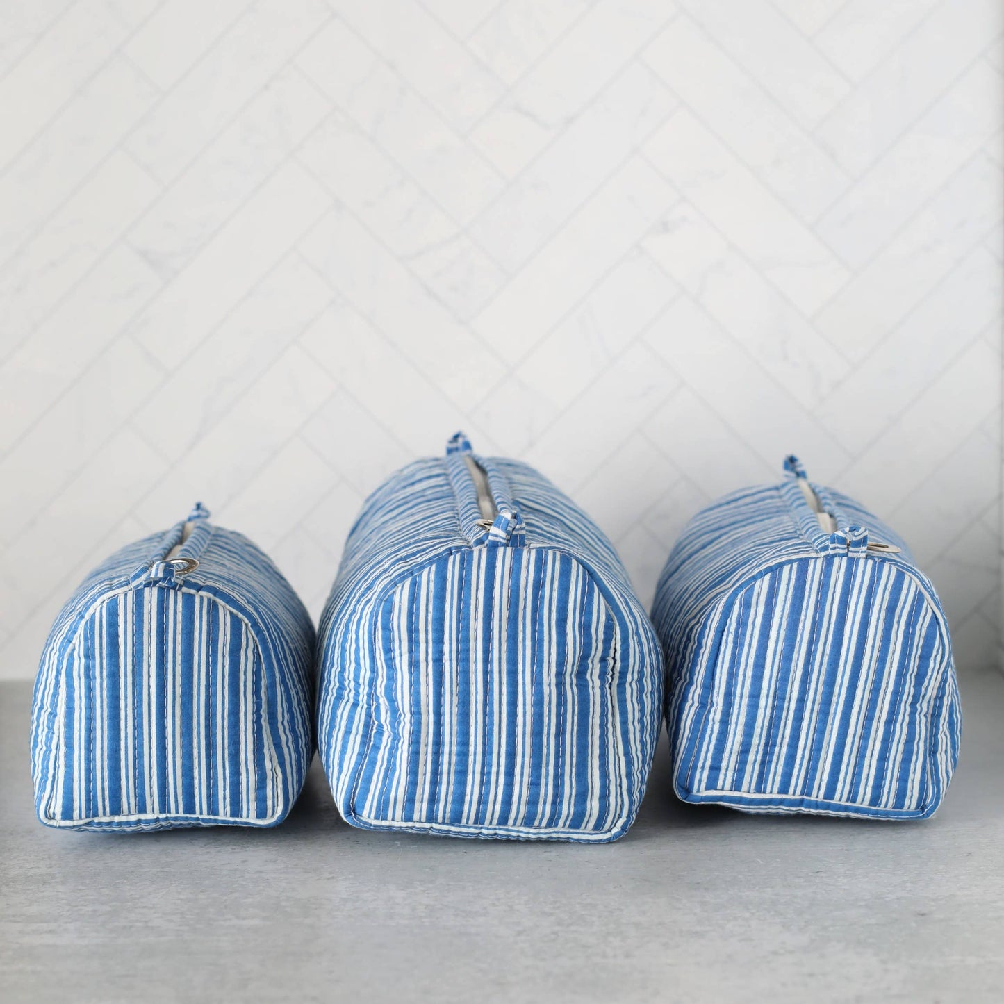 Cosmetic Bag Blue Stripe - Travel Set
