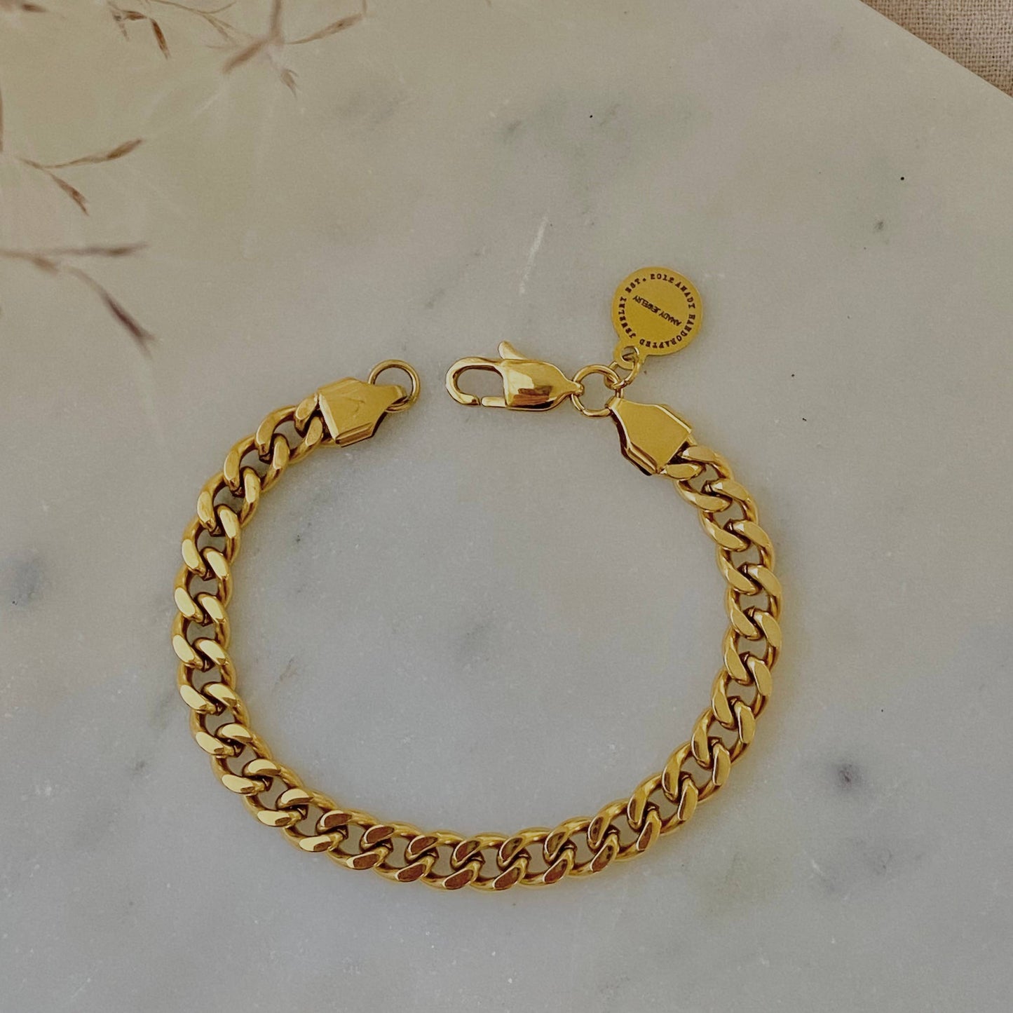Gold filled 18k curb chain bracelet layering jewelry