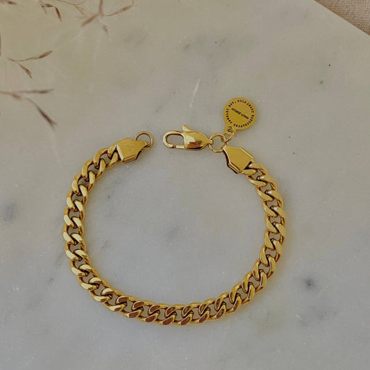 Gold filled 18k curb chain bracelet layering jewelry