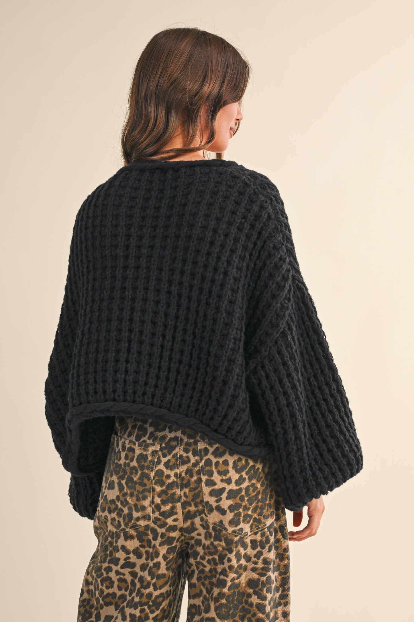 Balloon Sleeve Knit Cardigan