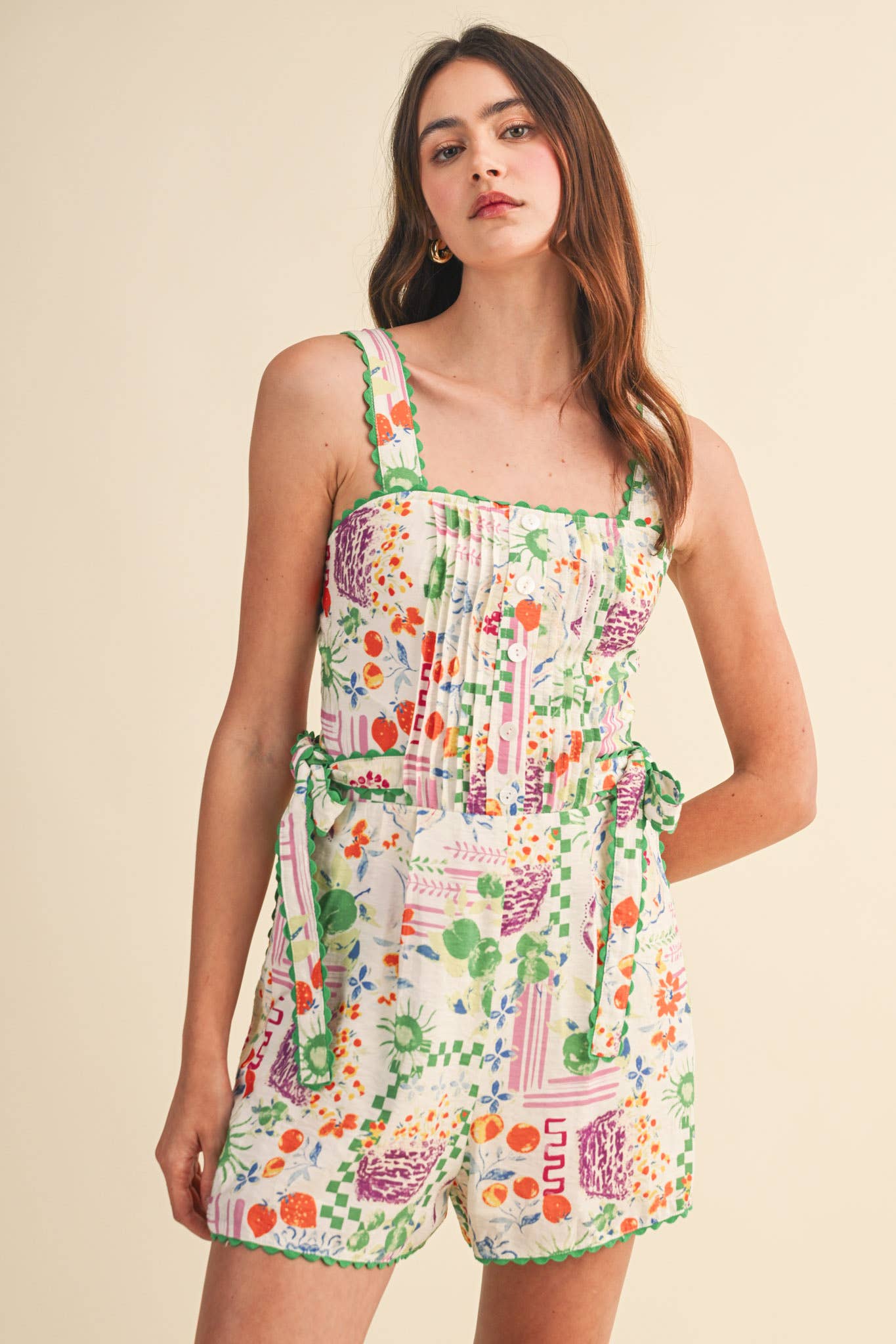 Floral Scallop Trim Romper