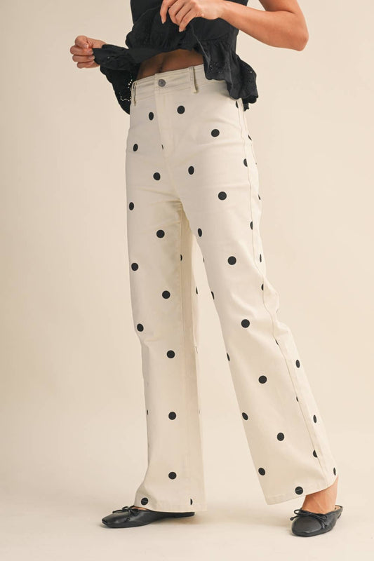 Polka Dot Denim Pants