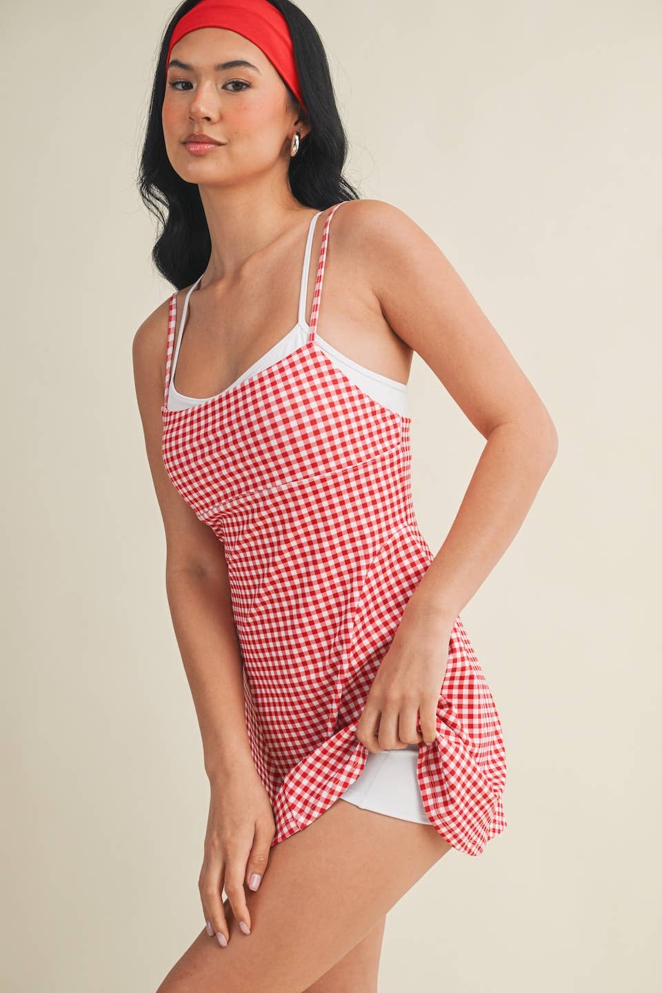 Gingham Print Double Layered Dress