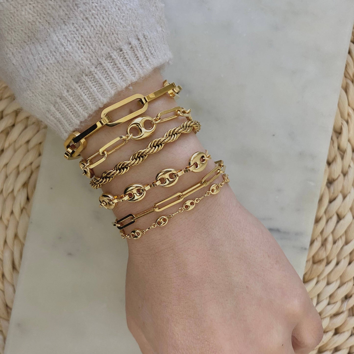 18k Gold Plated Stainless Steel Rope Chain Bracelet