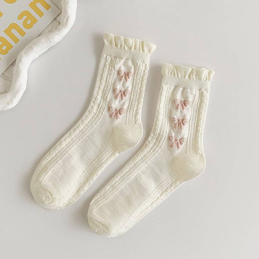 White Rolled Edge Socks