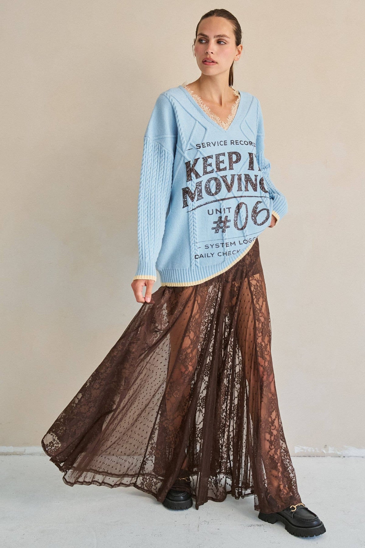 Sheer Lace Maxi Skirt