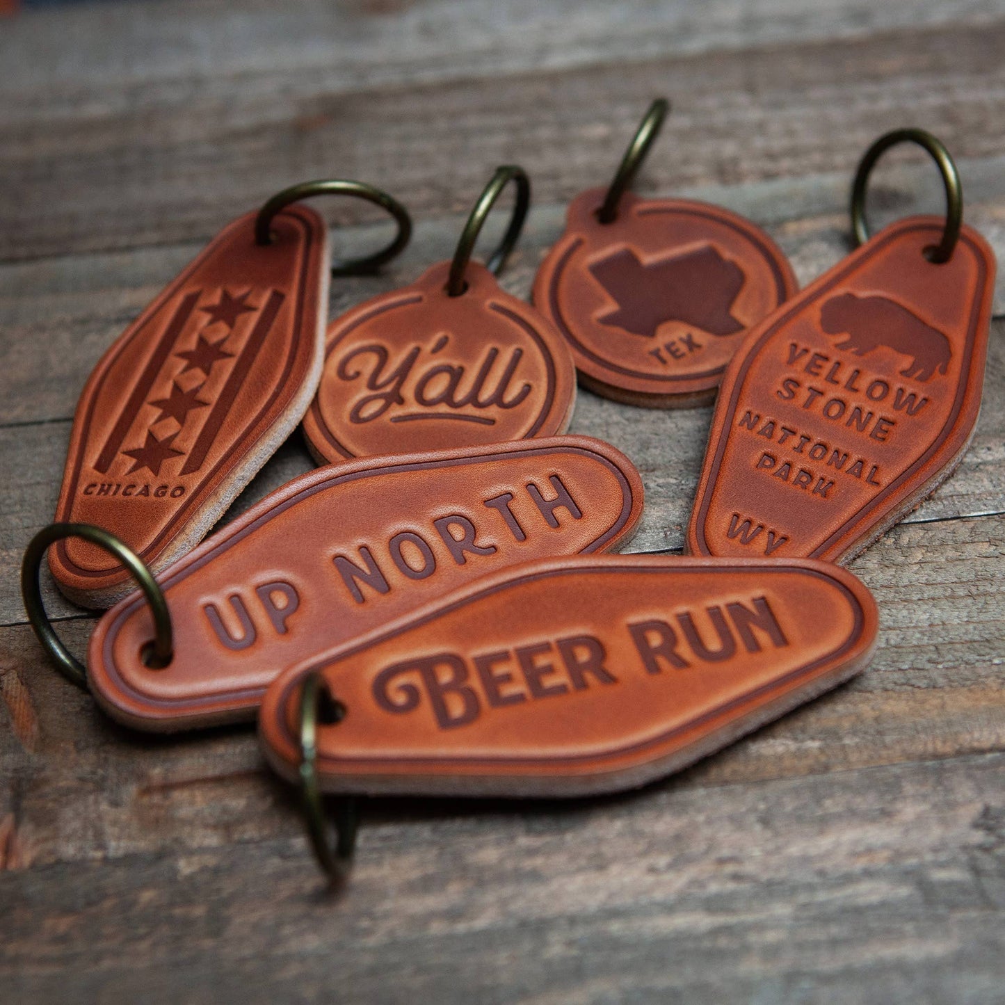 Beer Run Leather Keychain Motel Style