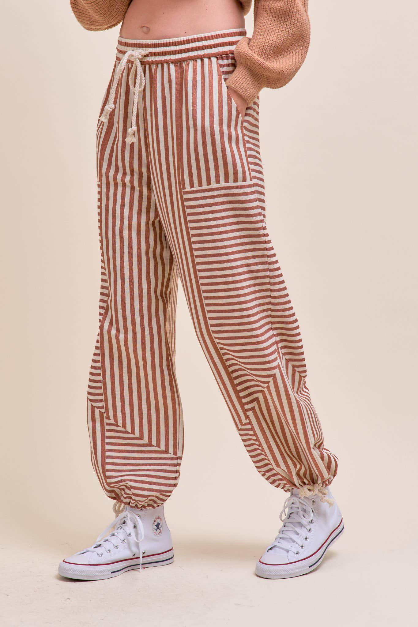 Mixed Stripe Parachute Pants
