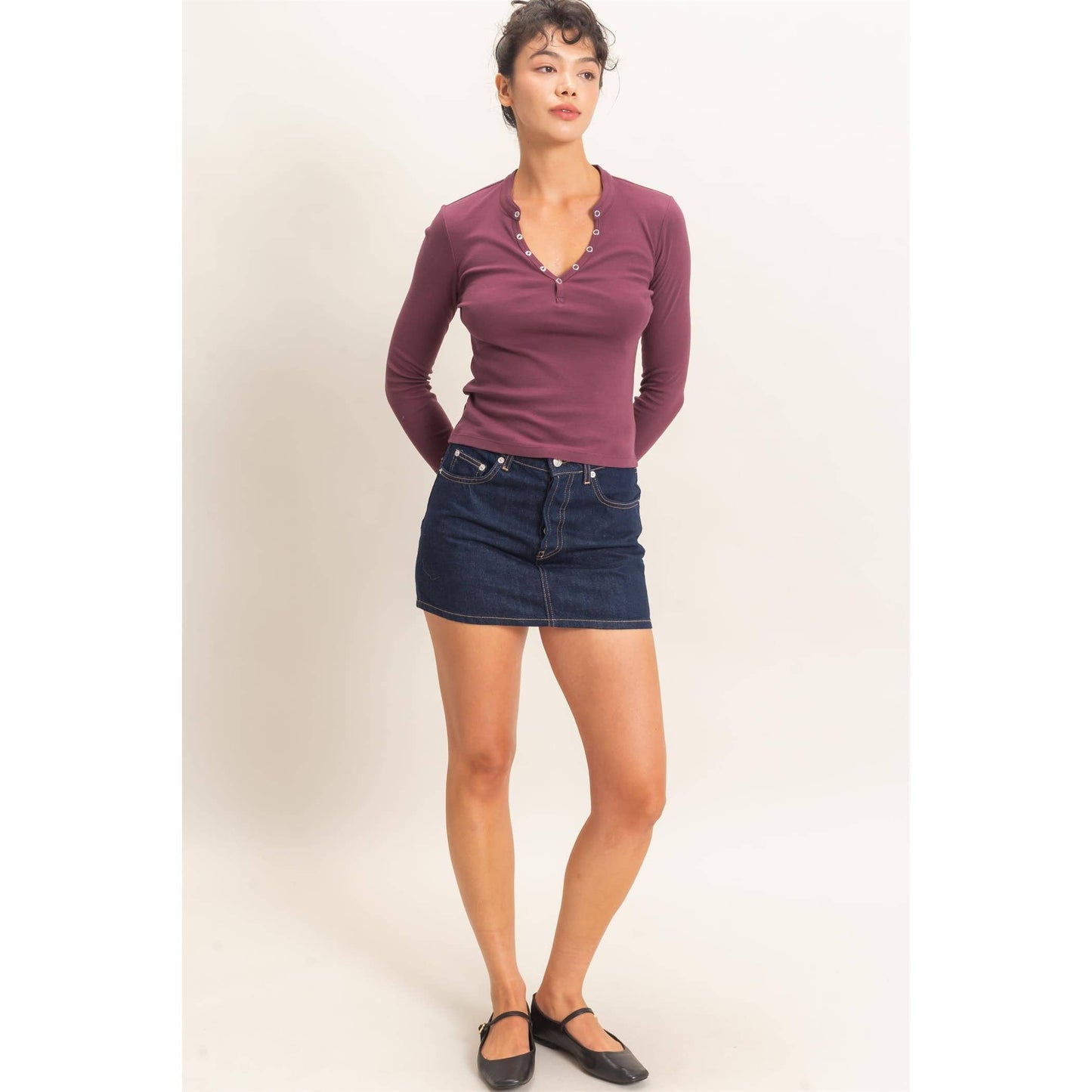 Long Sleeve Henley Top
