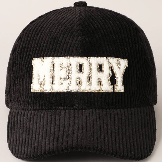 MERRY Embroidery Patch Corduroy Cap