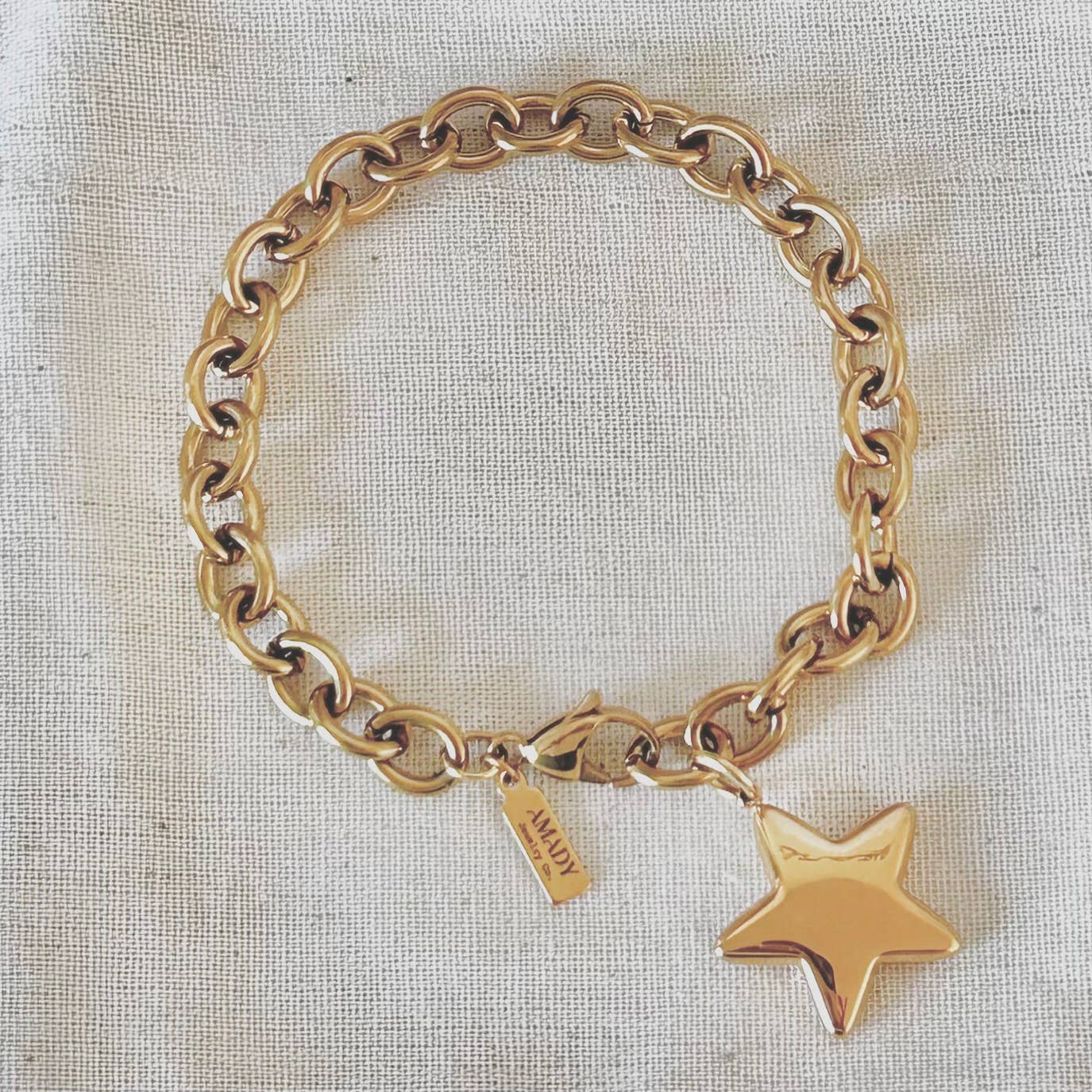 18k Gold Plated Star Pendant Bracelet – Adjustable Chain