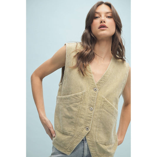 Corduroy Button-Up Vest