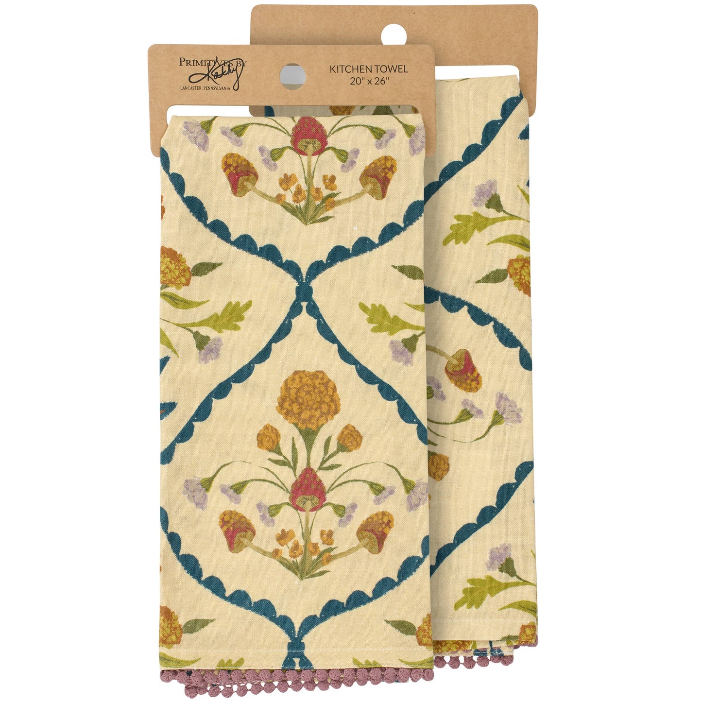 Folk Diamond Floral Kitchen Towel