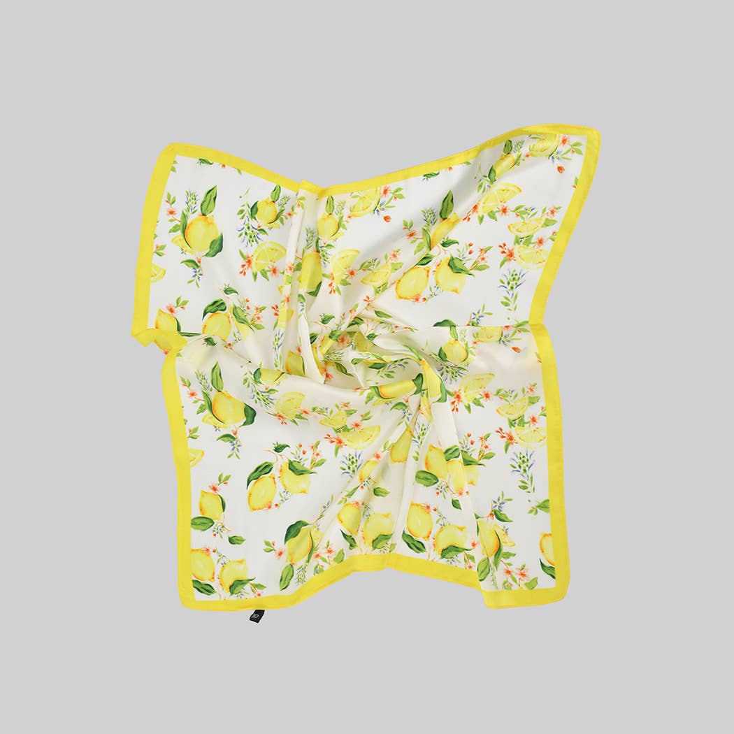 SILKY SMOOTH LEMON PRINT SQUARE SCARF