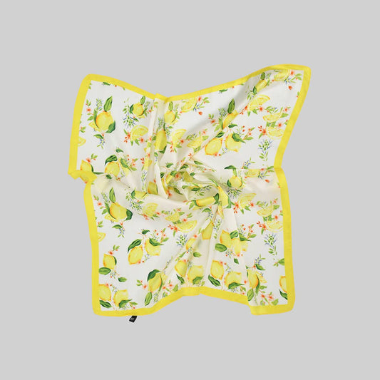 SILKY SMOOTH LEMON PRINT SQUARE SCARF