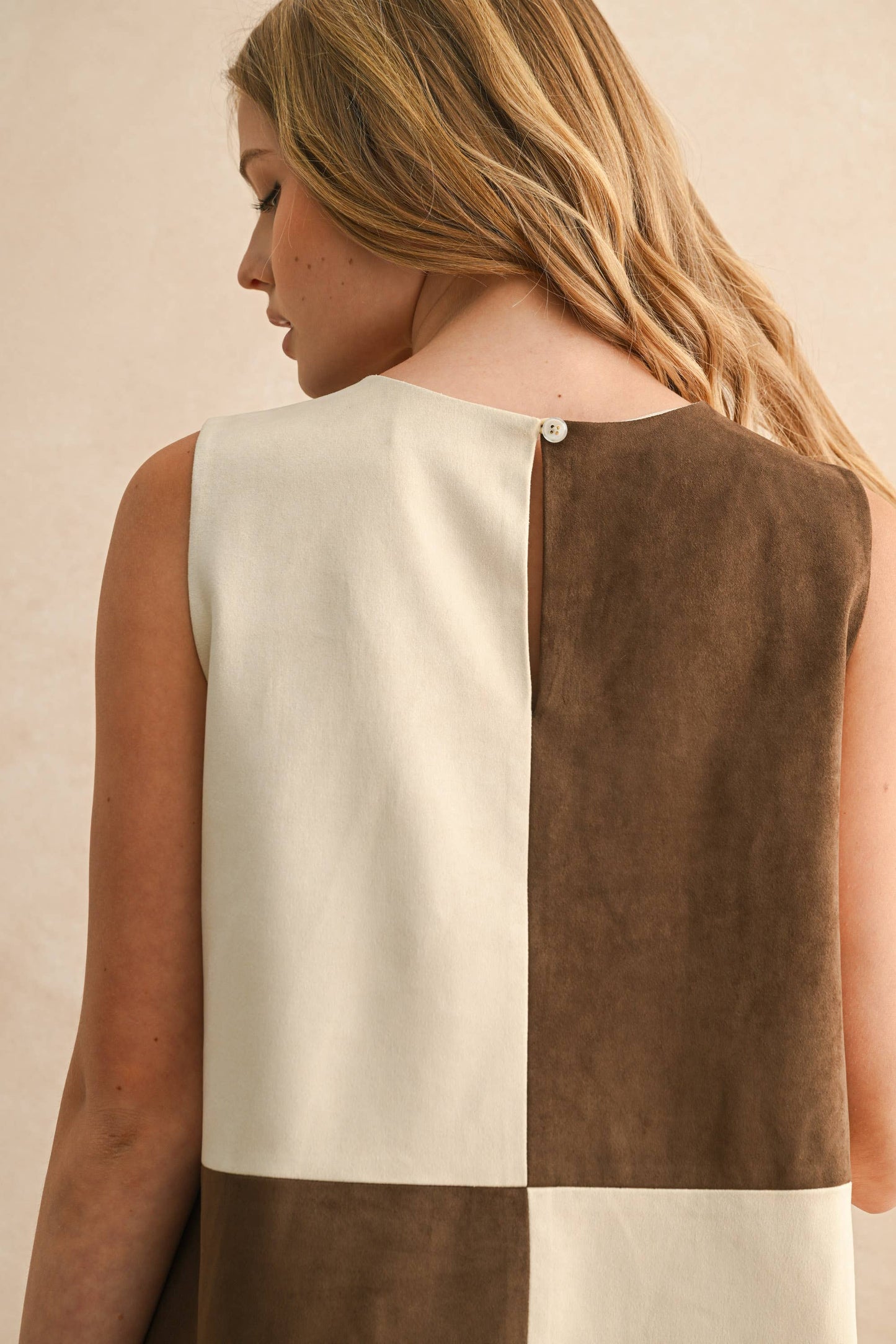 Suede Colorblock Shift Dress