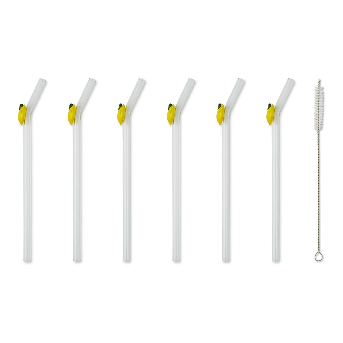 7pk Glass Icon Straw Set - Lemons