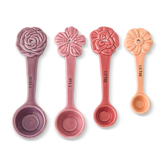 4pc Ceramic Figural Flower Measuring Spoons