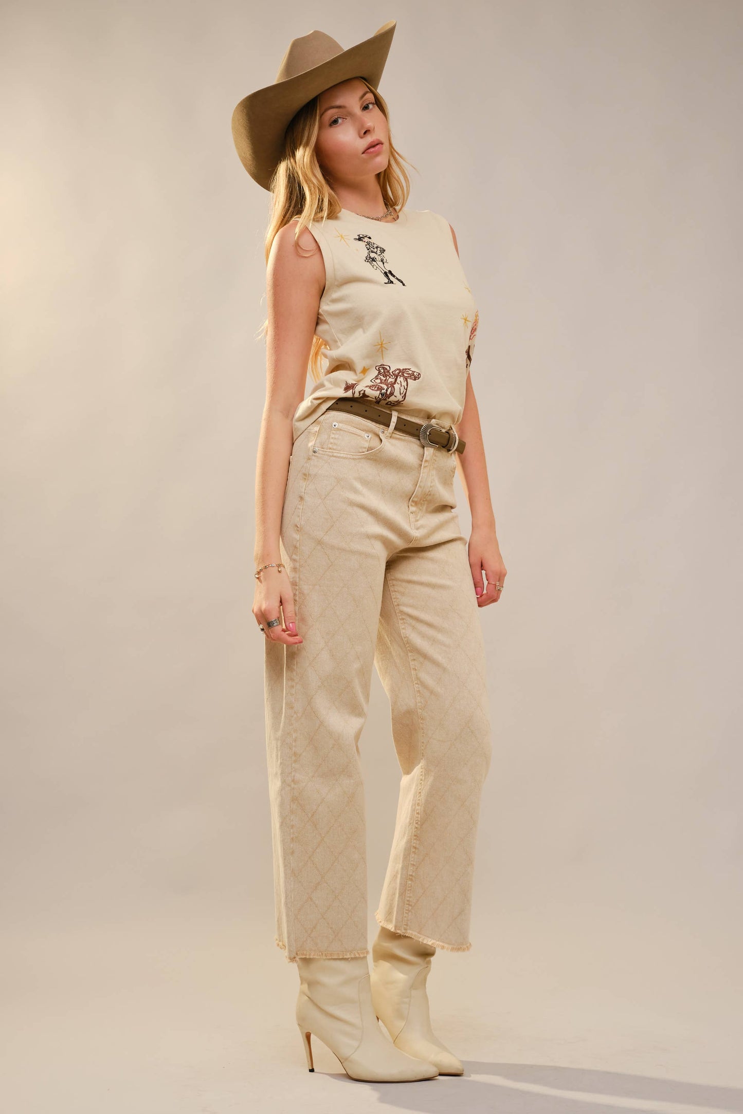 Western Embroidered Sleeveless Top