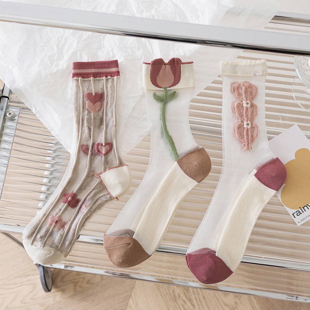 Floral Sheer Mesh Socks