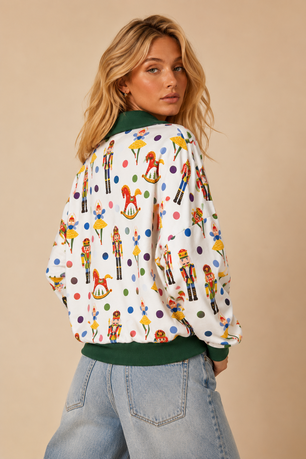 Nutcracker Print Quarter-Zip Sweatshirt